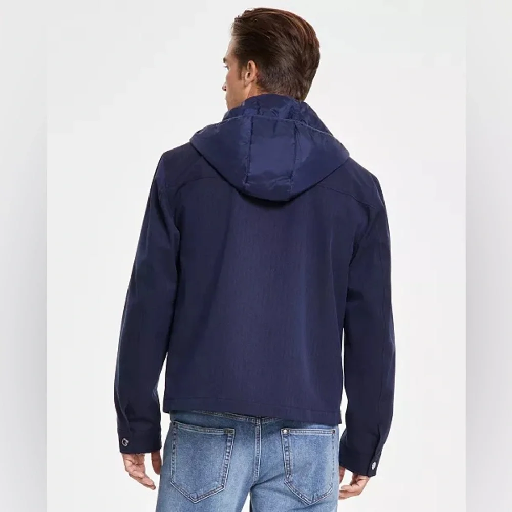 Michael Kors Men's Mixed-Media Full Zip Jacket in Midnight/Navy, Size XXL, NWT